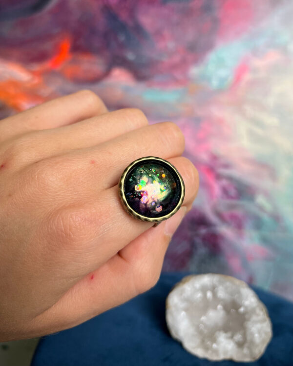 Cosmic hand-painted ring no.2 - Image 2