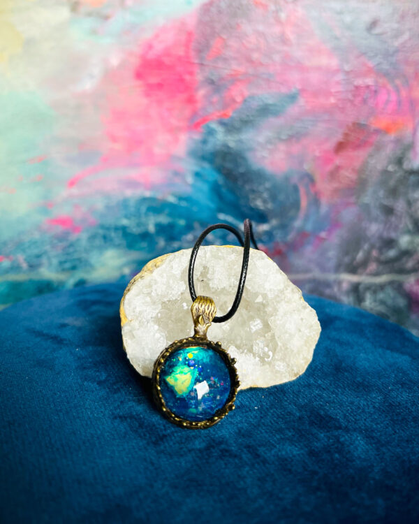 Cosmic hand-painted pendant necklace no. 3