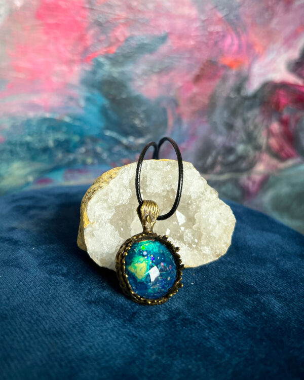 Cosmic hand-painted pendant necklace no. 3 - Image 2