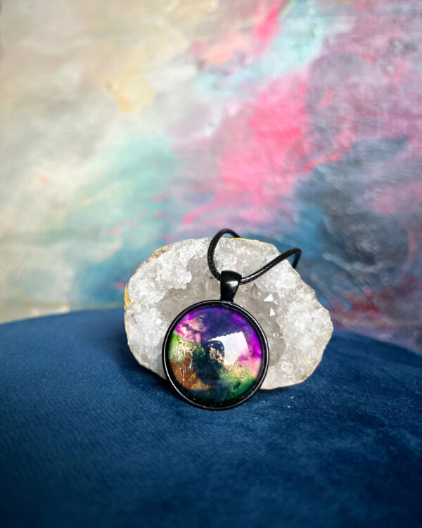 Cosmic hand-painted pendant necklace no. 6 - Image 2