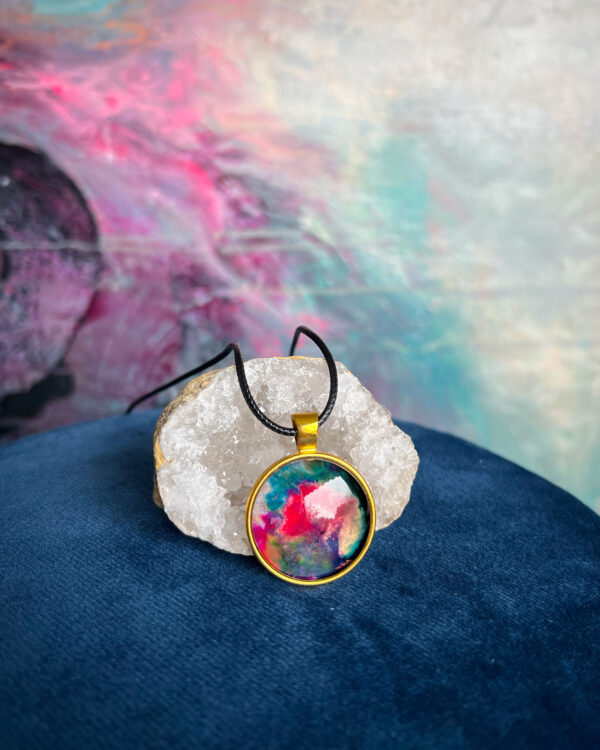 Cosmic hand-painted pendant necklace no. 7 - Image 2