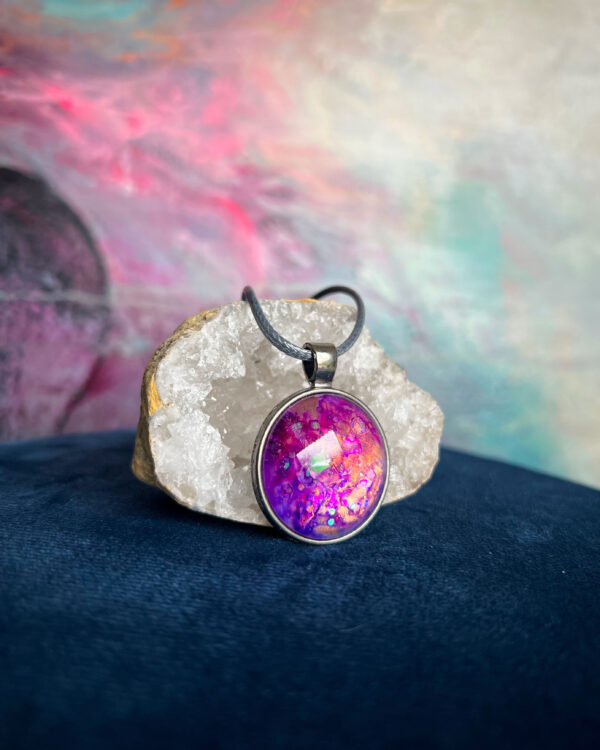 Cosmic hand-painted pendant necklace no. 10 - Image 2