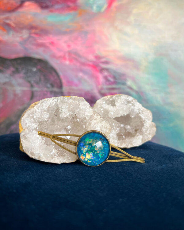 Cosmic hand-painted hair pin